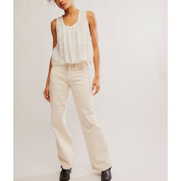 FREE PEOPLE Marina Eyelet Tank / Clean Ivory NWT XL - Picture 5 of 5